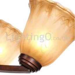 Maalaismainen 6 polttimoa Lasi Lampunvarjostin Ruostumaton kattokruunu