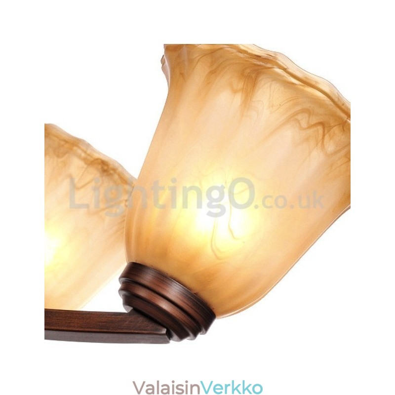 Maalaismainen 6 polttimoa Lasi Lampunvarjostin Ruostumaton kattokruunu