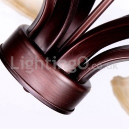 Maalaismainen 6 polttimoa Lasi Lampunvarjostin Ruostumaton kattokruunu