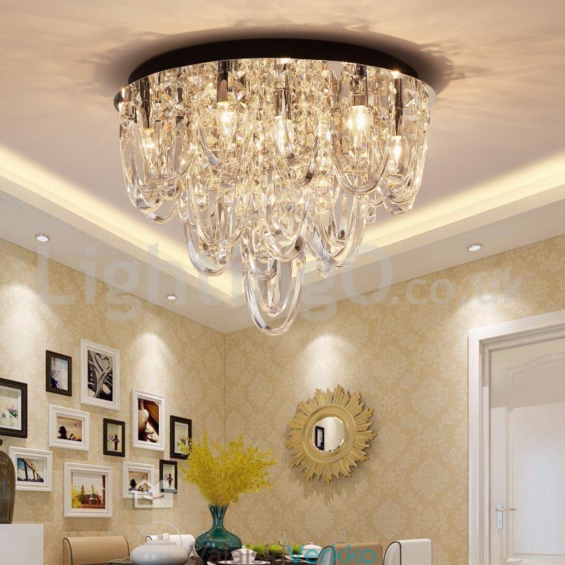 Ylellinen Crystal Flush Mount kattovalaisin Post Modern Lamp