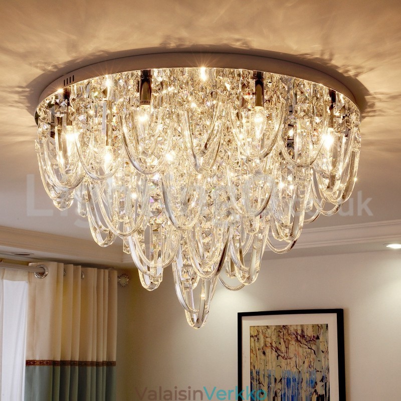 Ylellinen Crystal Flush Mount kattovalaisin Post Modern Lamp