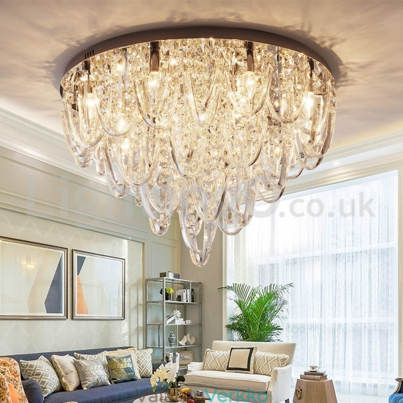 Ylellinen Crystal Flush Mount kattovalaisin Post Modern Lamp