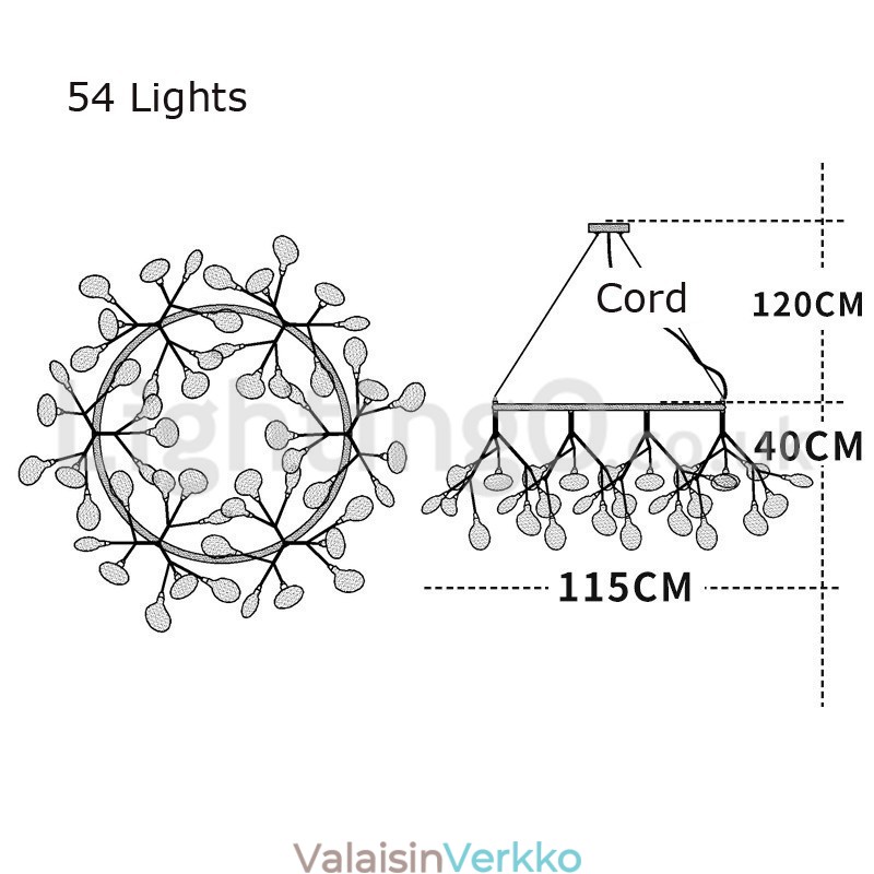 Ylellinen Post moderni pyöreä Fireflies kattokruunu