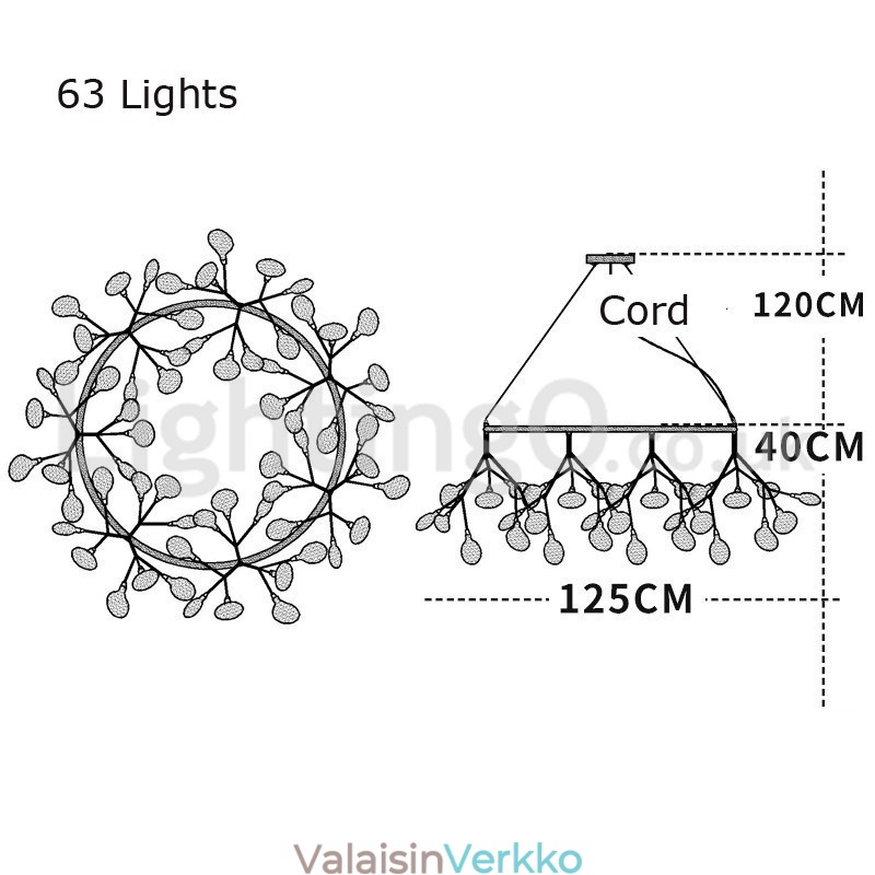 Ylellinen Post moderni pyöreä Fireflies kattokruunu