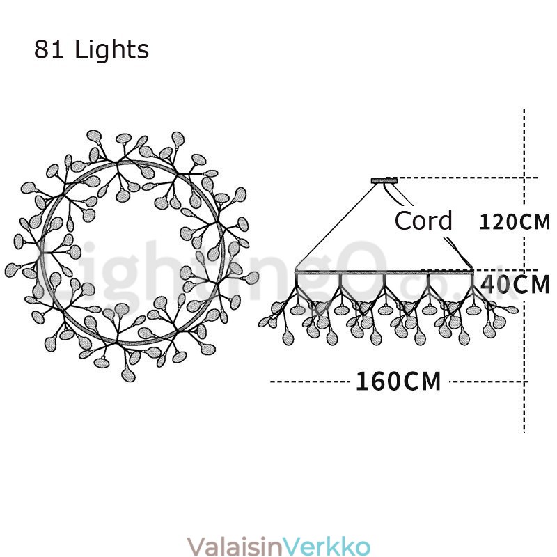 Ylellinen Post moderni pyöreä Fireflies kattokruunu