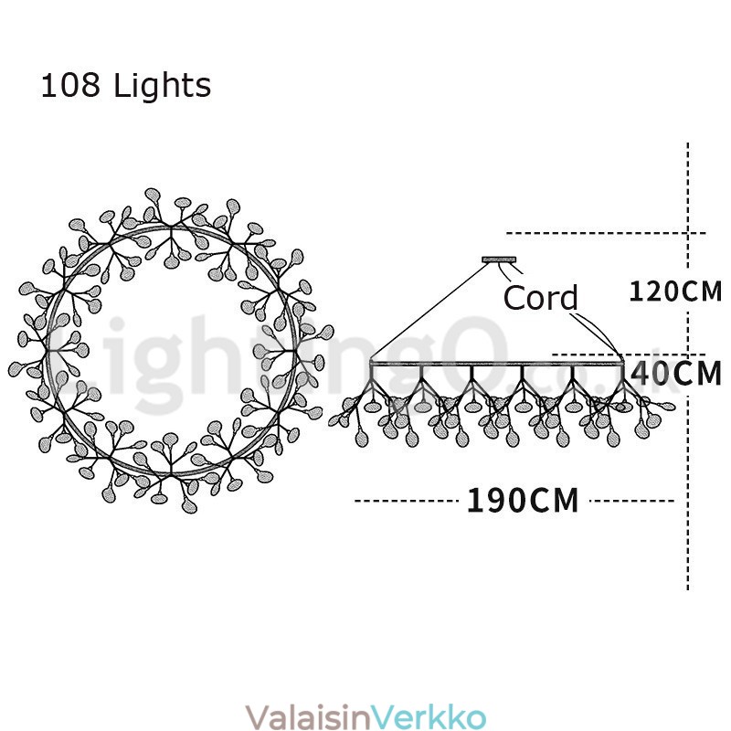 Ylellinen Post moderni pyöreä Fireflies kattokruunu