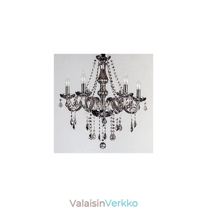 6 valoa eurooppalainen kristallikruunu, harmaa lasi ja kristalli