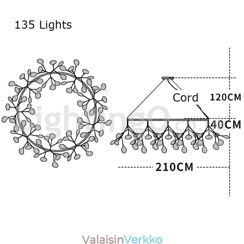 Ylellinen Post moderni pyöreä Fireflies kattokruunu