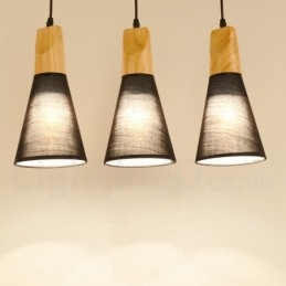 Puinen Moderni 1 Light 3 Lights -riippuvalaisin kangasvarjostimella