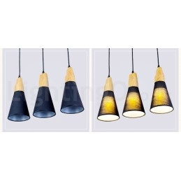 Puinen Moderni 1 Light 3 Lights -riippuvalaisin kangasvarjostimella