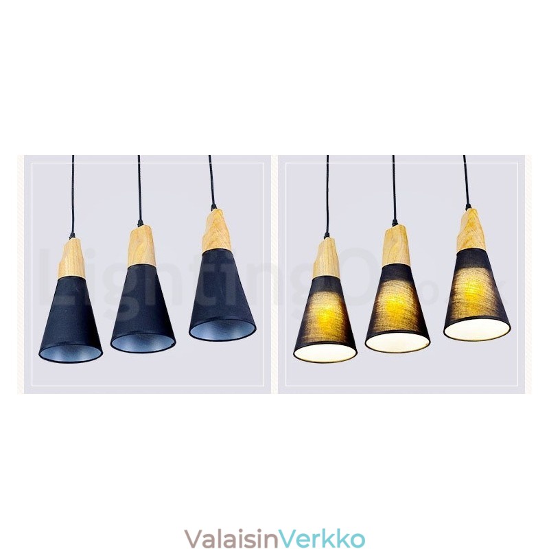 Puinen Moderni 1 Light 3 Lights -riippuvalaisin kangasvarjostimella