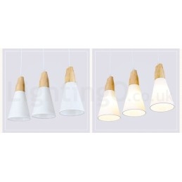 Puinen Moderni 1 Light 3 Lights -riippuvalaisin kangasvarjostimella
