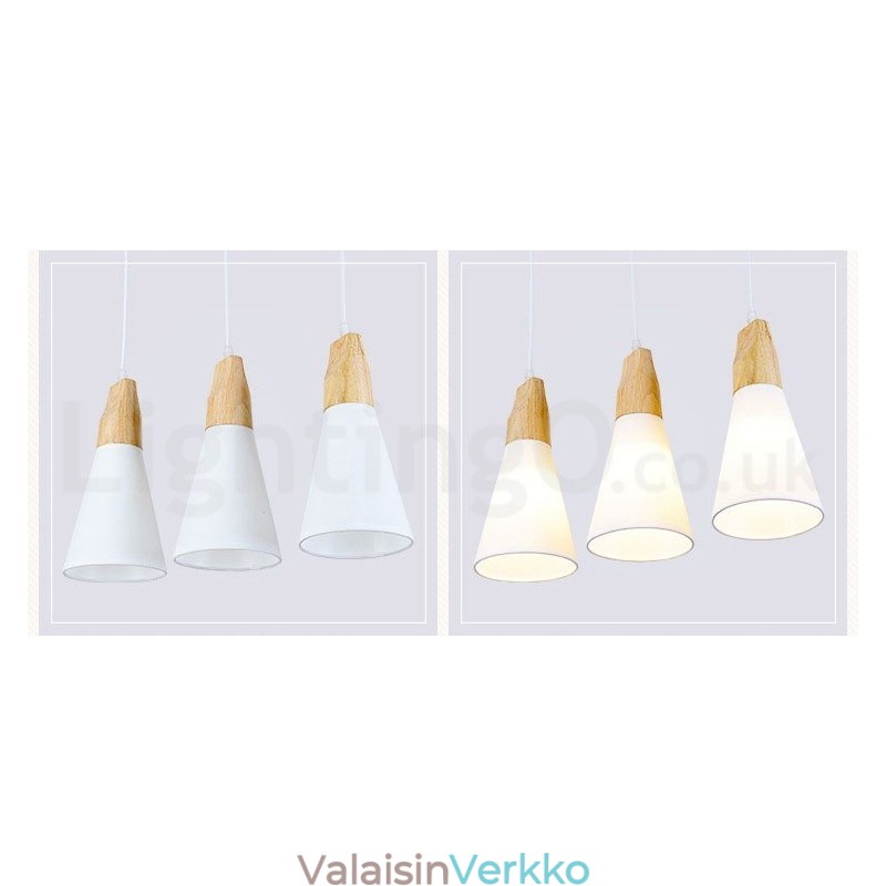 Puinen Moderni 1 Light 3 Lights -riippuvalaisin kangasvarjostimella