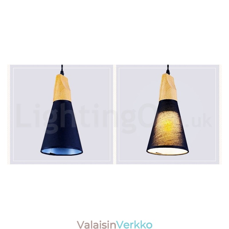 Puinen Moderni 1 Light 3 Lights -riippuvalaisin kangasvarjostimella