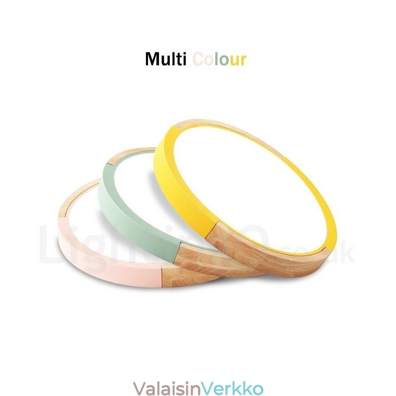Ultraohut monivärinen pyöreä puinen kattovalaisin massiivipuinen akryylivarjostin kattovalaisin pohjoismaiseen tyyliin