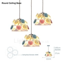 Monivärinen kukka Macaron kattovalaisin lasivarjostimella