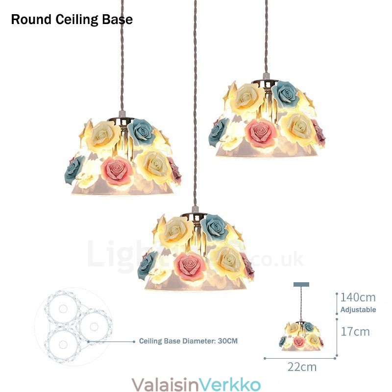 Monivärinen kukka Macaron kattovalaisin lasivarjostimella