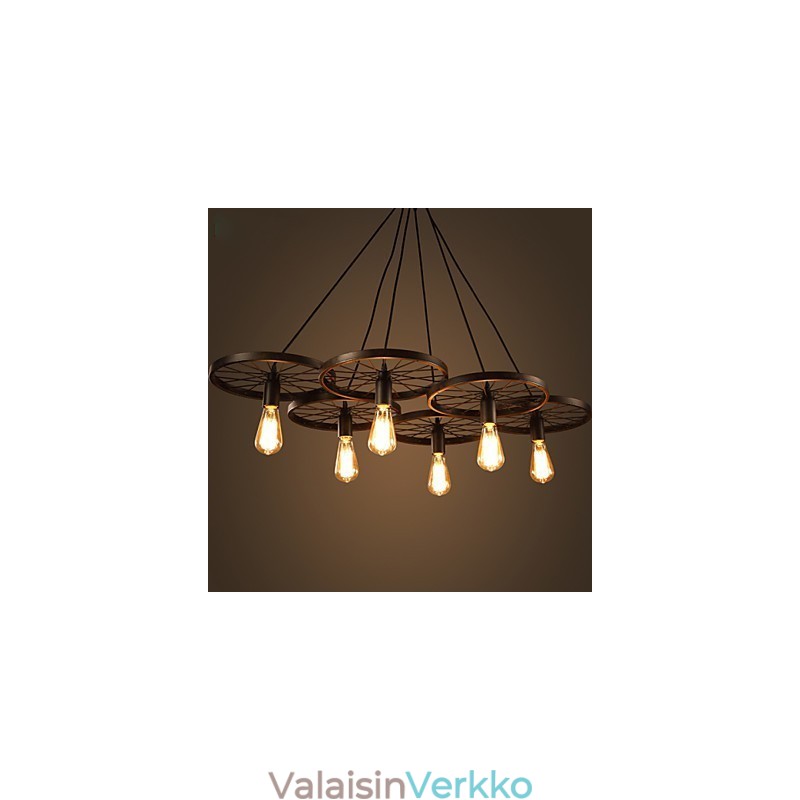 Valaistus Industrial Loft Style Takorauta Kattokruunu Cafe Pyörän kattokruunu