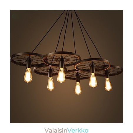Valaistus Industrial Loft Style Takorauta Kattokruunu Cafe Pyörän kattokruunu Valaistus Industrial Loft Style Takorauta Kattokruunu Cafe Pyörän kattokruunu