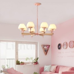 6 Vaalea 8 Vaalea Monivärinen Macaron Puuriippuvalaisin lasivarjostimilla Kattokruunu pohjoismainen tyyli