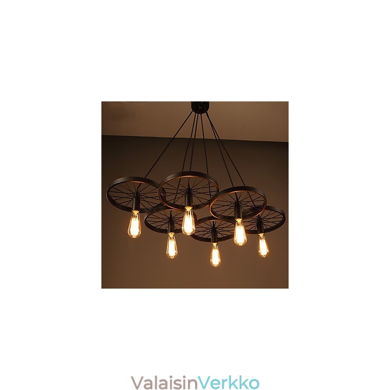 Valaistus Industrial Loft Style Takorauta Kattokruunu Cafe Pyörän kattokruunu