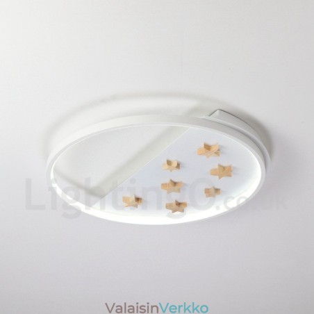 Himmennettävä White Stars pyöreä puinen kattovalo Ultraohut kattolamppu voidaan käyttää myös seinävalaistuksena Himmennettävä White Stars pyöreä puinen kattovalo Ultraohut kattolamppu voidaan käyttää myös seinävalaistuksena
