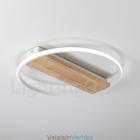 Himmennettävä valkoinen pyöreä puinen kattovalo Ultraohut kattolamppu voidaan käyttää myös seinävalaistuksena Himmennettävä valkoinen pyöreä puinen kattovalo Ultraohut kattolamppu voidaan käyttää myös seinävalaistuksena