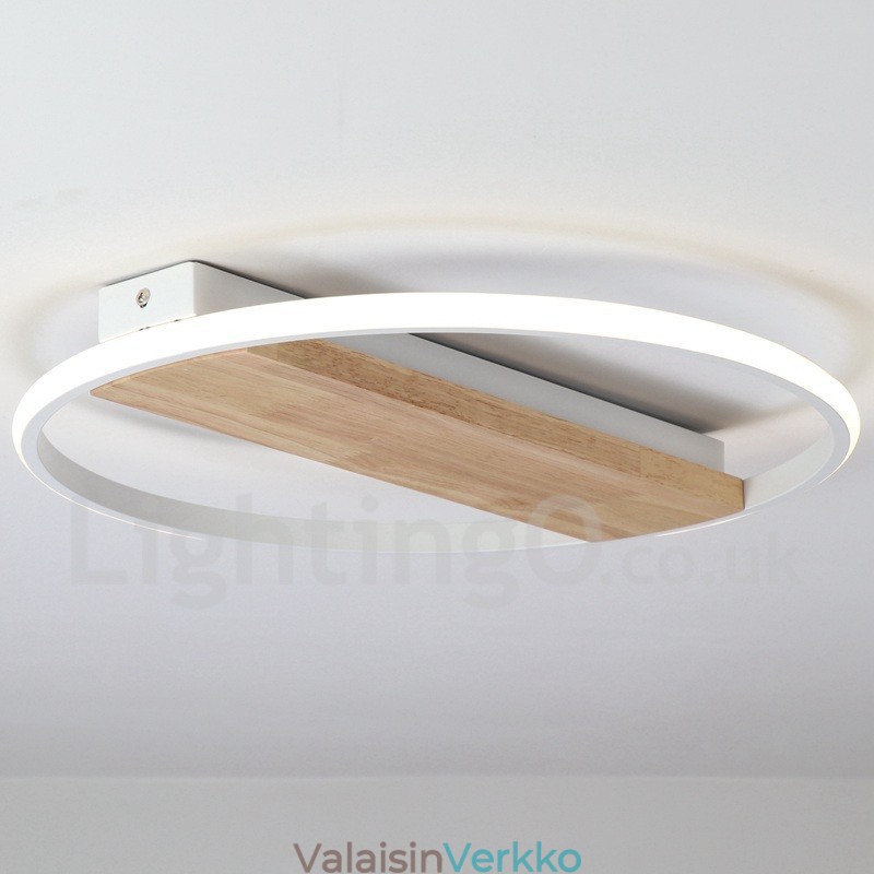 Himmennettävä valkoinen pyöreä puinen kattovalo Ultraohut kattolamppu voidaan käyttää myös seinävalaistuksena