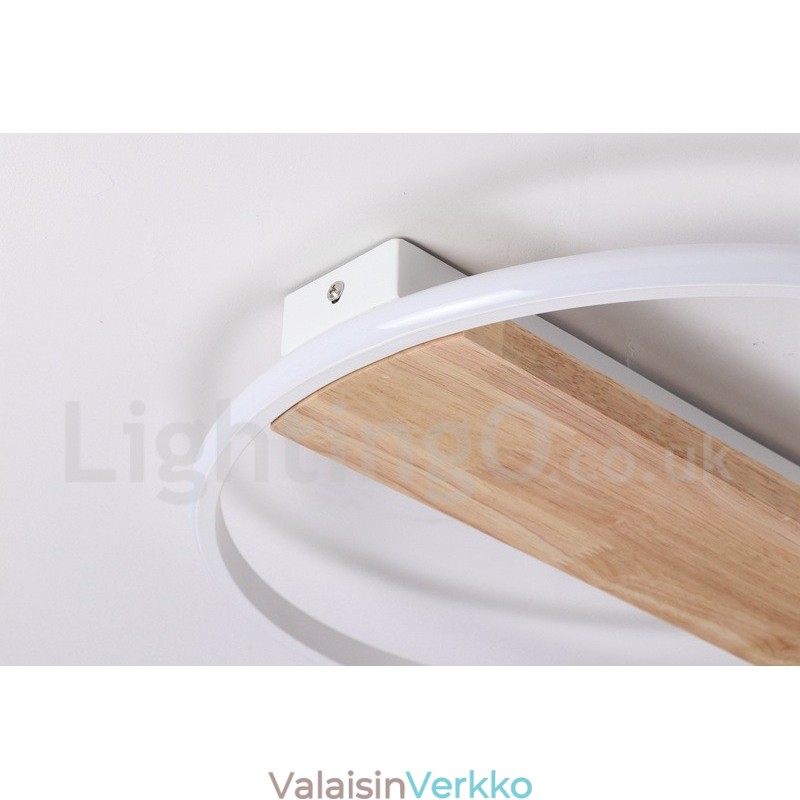 Himmennettävä valkoinen pyöreä puinen kattovalo Ultraohut kattolamppu voidaan käyttää myös seinävalaistuksena