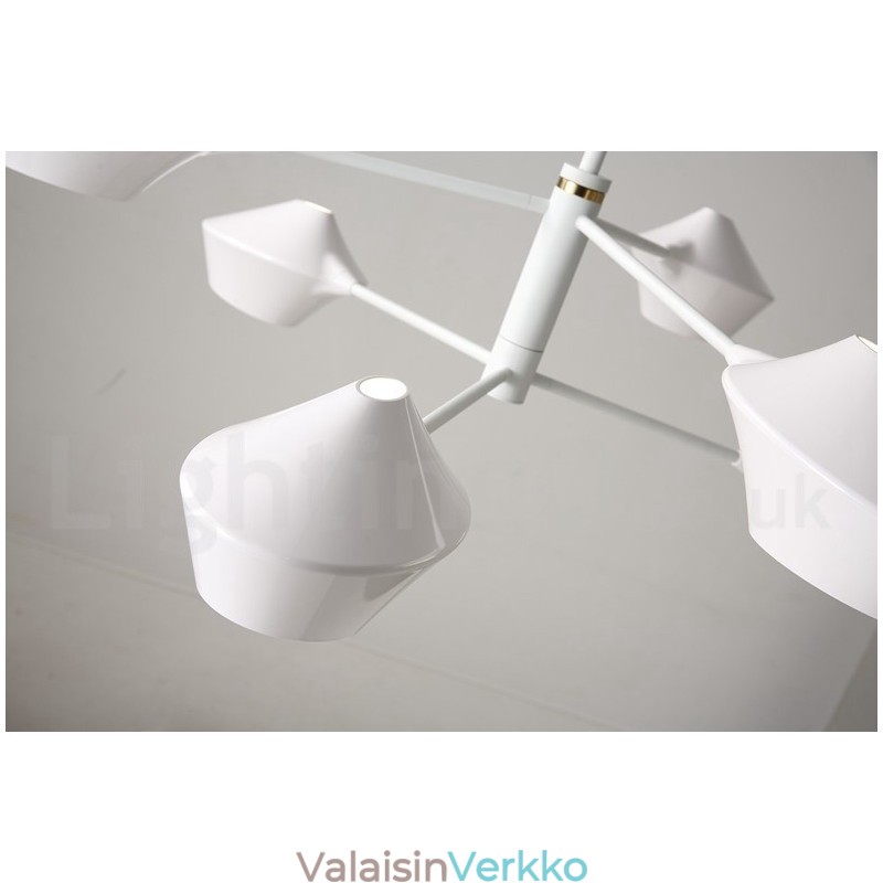 Moderni nykyaikainen putkikattokruunu valkoisilla mustilla akryylisävyillä
