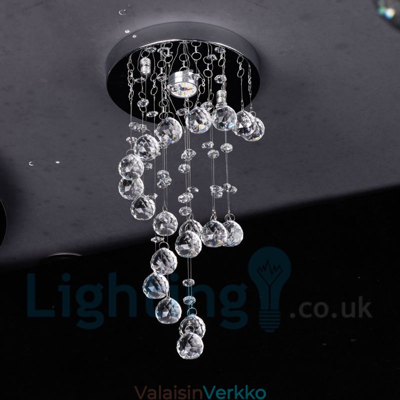 1 Light Moderni K9 Crystal Pyöreä uppoasennettava kattovalo