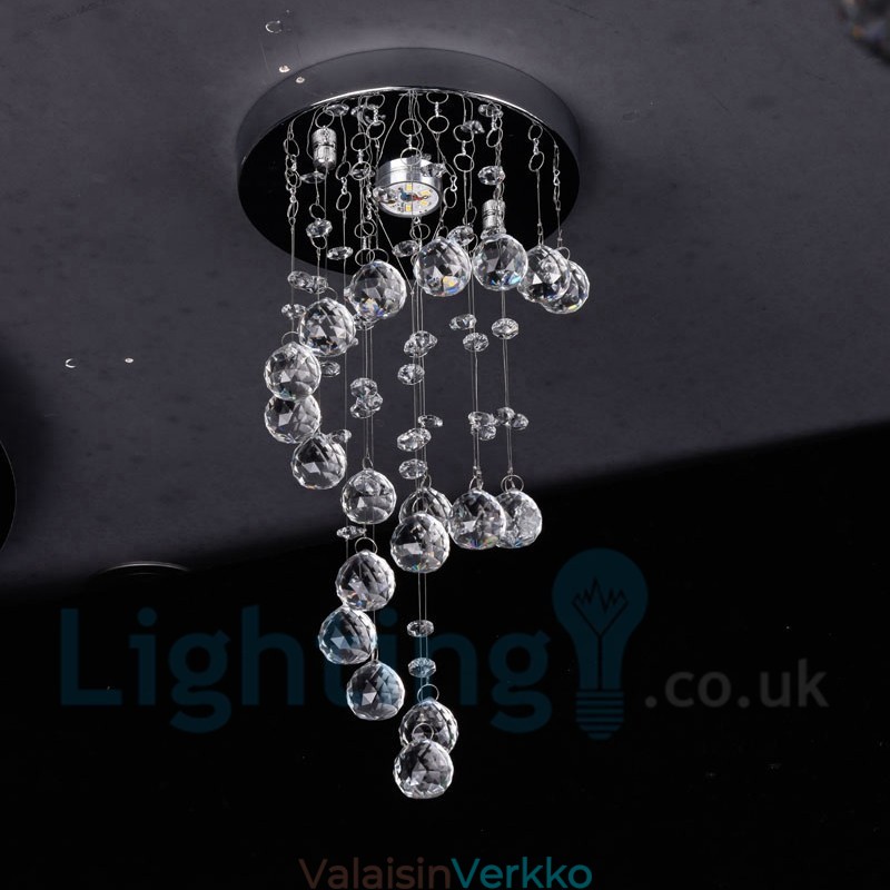 1 Light Moderni K9 Crystal Pyöreä uppoasennettava kattovalo