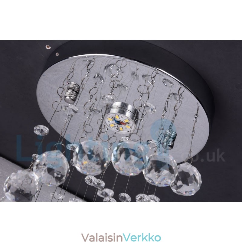 1 Light Moderni K9 Crystal Pyöreä uppoasennettava kattovalo