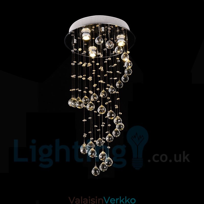 3 Light Moderni K9 Crystal Pyöreä uppoasennettava kattovalo