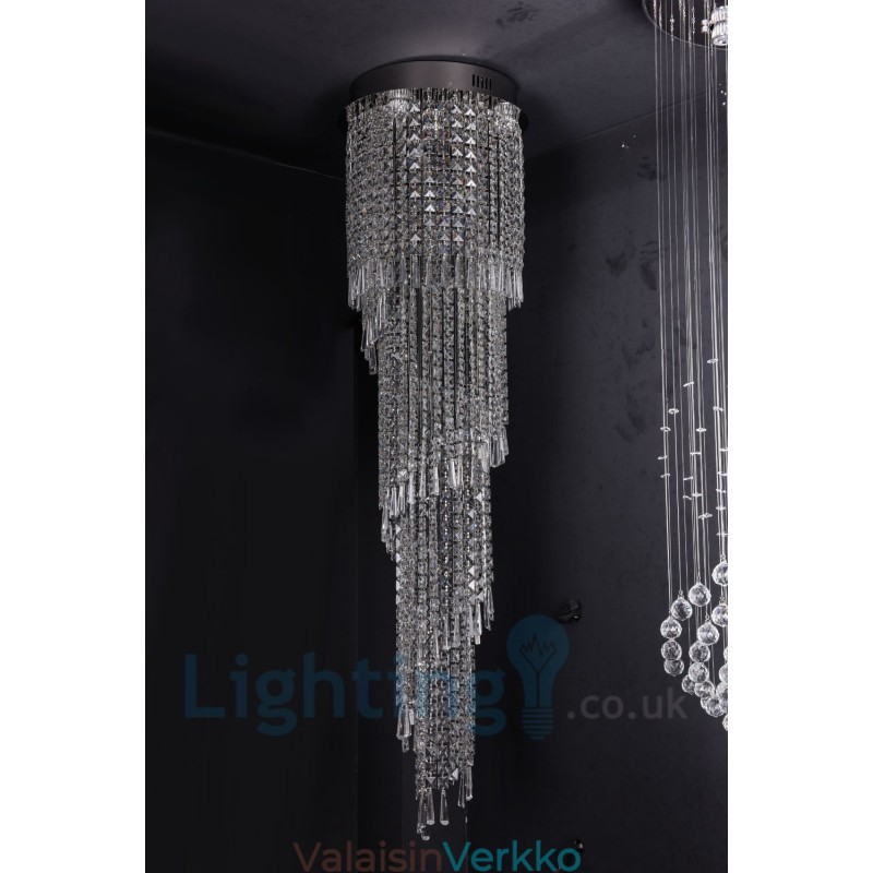 4 x GU10 + 8 x G4 150 cm pitkä Crystal Drop Light Moderni K9 Crystal Pyöreä upotettava kattovalaisin