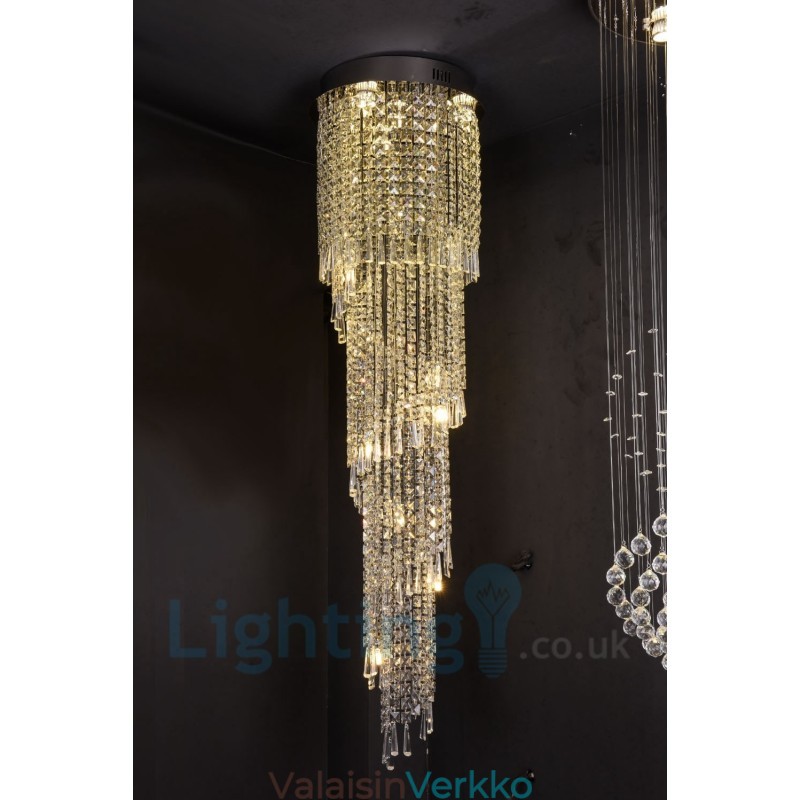4 x GU10 + 8 x G4 150 cm pitkä Crystal Drop Light Moderni K9 Crystal Pyöreä upotettava kattovalaisin