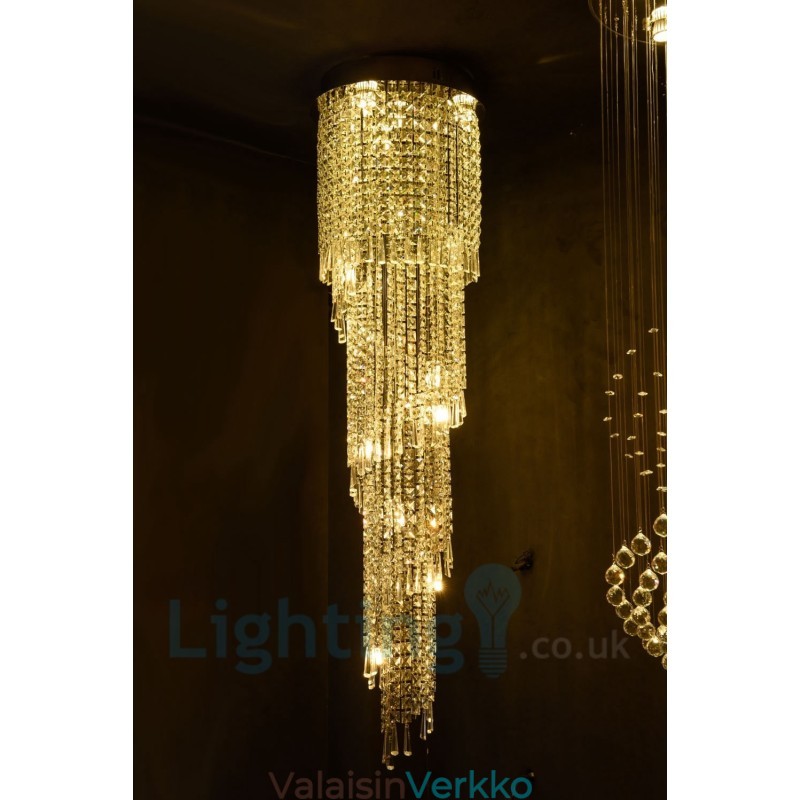 4 x GU10 + 8 x G4 150 cm pitkä Crystal Drop Light Moderni K9 Crystal Pyöreä upotettava kattovalaisin