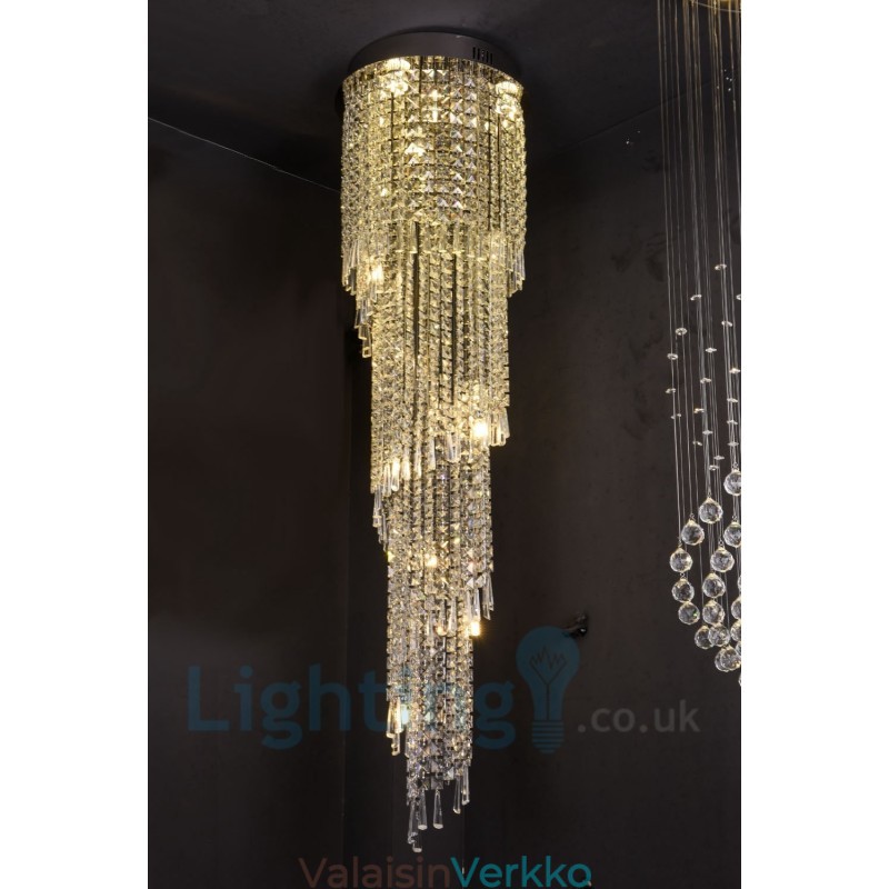 4 x GU10 + 8 x G4 150 cm pitkä Crystal Drop Light Moderni K9 Crystal Pyöreä upotettava kattovalaisin