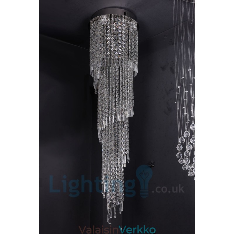 4 x GU10 + 8 x G4 150 cm pitkä Crystal Drop Light Moderni K9 Crystal Pyöreä upotettava kattovalaisin