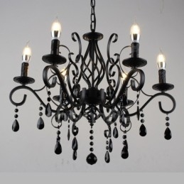 6 Light Crystal Rustic Retro Vintage Musta Valkoinen Sininen Riipus kynttilän kattokruunu