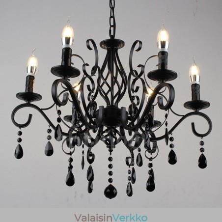6 Light Crystal Rustic Retro Vintage Musta Valkoinen Sininen Riipus kynttilän kattokruunu 6 Light Crystal Rustic Retro Vintage Musta Valkoinen Sininen Riipus kynttilän kattokruunu