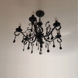 6 Light Crystal Rustic Retro Vintage Musta Valkoinen Sininen Riipus kynttilän kattokruunu