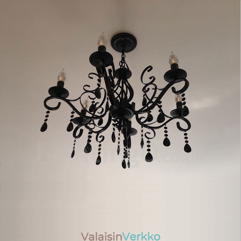 6 Light Crystal Rustic Retro Vintage Musta Valkoinen Sininen Riipus kynttilän kattokruunu