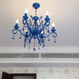 6 Light Crystal Rustic Retro Vintage Musta Valkoinen Sininen Riipus kynttilän kattokruunu