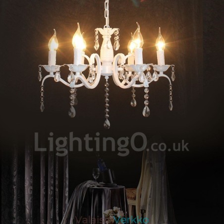 6 Light Crystal Rustic Retro Vintage valkoinen riipus kynttilän kattokruunu 6 Light Crystal Rustic Retro Vintage valkoinen riipus kynttilän kattokruunu