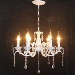 6 Light Crystal Rustic Retro Vintage valkoinen riipus kynttilän kattokruunu