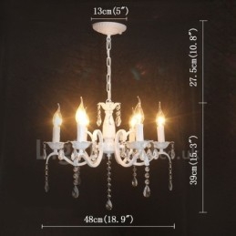 6 Light Crystal Rustic Retro Vintage valkoinen riipus kynttilän kattokruunu