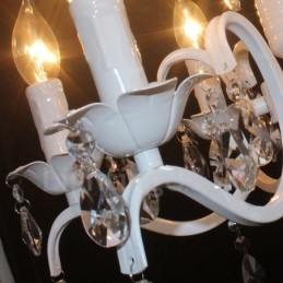 6 Light Crystal Rustic Retro Vintage valkoinen riipus kynttilän kattokruunu