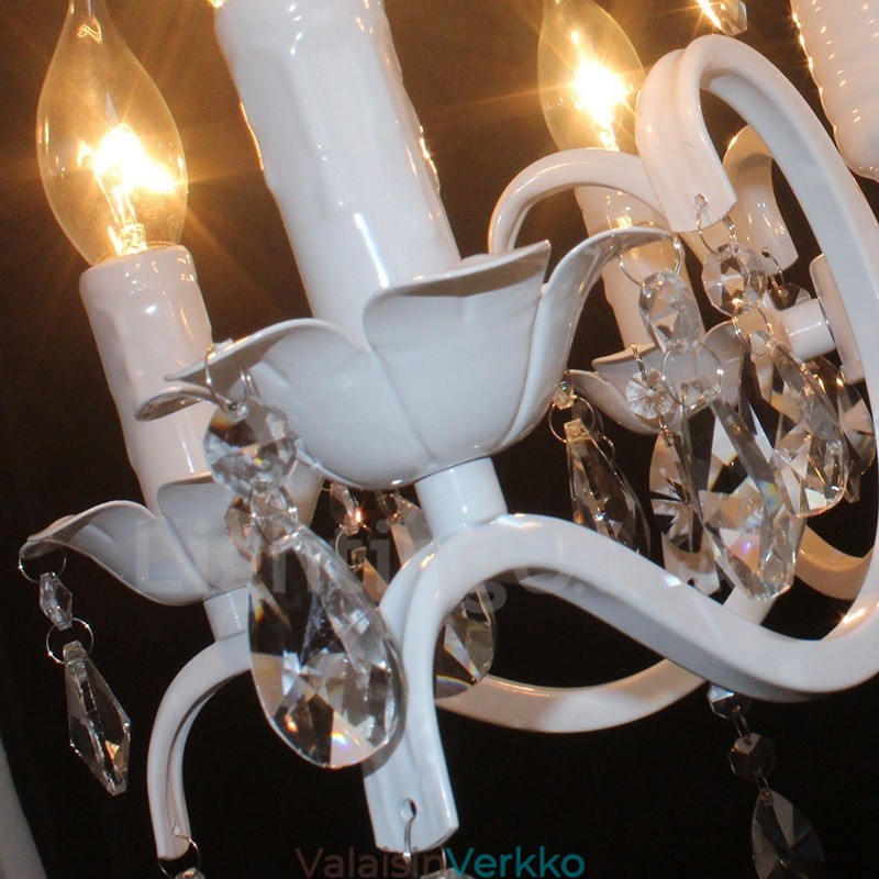 6 Light Crystal Rustic Retro Vintage valkoinen riipus kynttilän kattokruunu