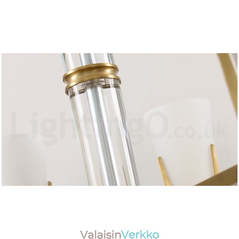 Retro Vintage Brass Crystals -riippuvainen kynttiläkruunu lasivarjostimilla